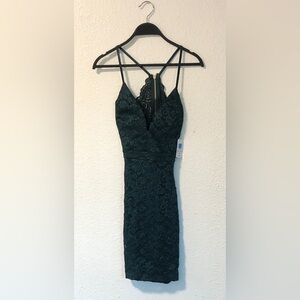 Windsor Dark Teal Lace Strappy Mini Dress